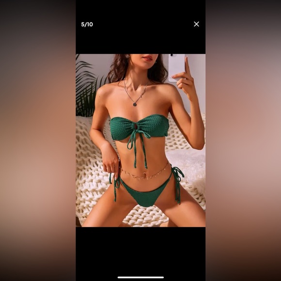 ZAFUL Emerald Green Textured Bandeau Bikini, Size M - Picture 5 of 5